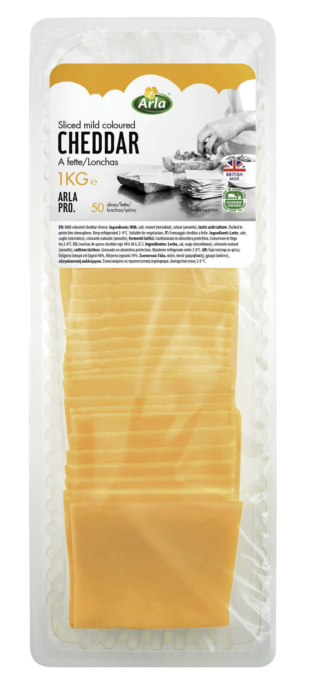 Arla Pro Cheddar Naranja Lonchas 1kg