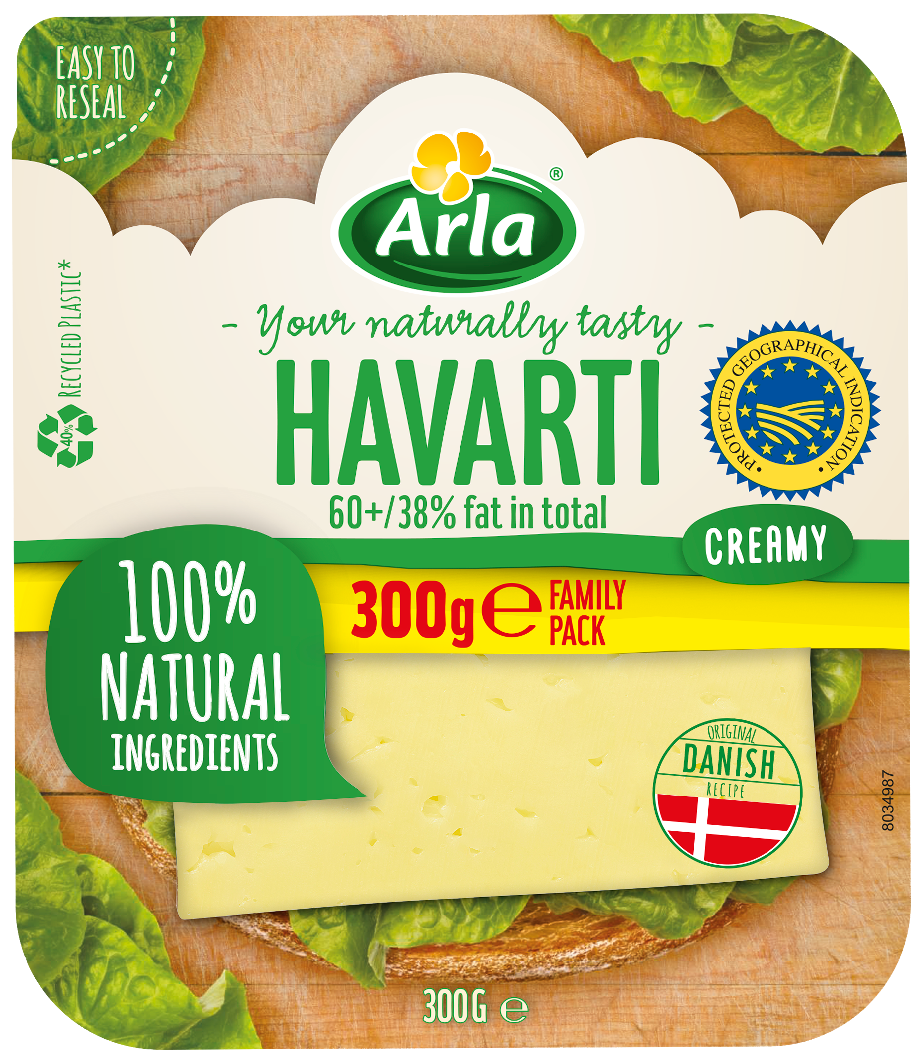 Arla® Quesos en lonchas y al corte Lonchas Havarti pack familiar 300g